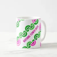 Abstract purple green flowers pattern coffee mug