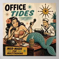 Mid Century Siren on the Desk Poster