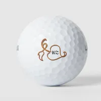 Golf Ball - Wire Frame Leaf with Initials