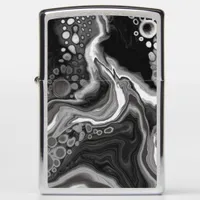 Black and White Marble Digital Fluid Art Zippo Lighter