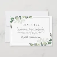 Sympathy Eucalyptus Funeral Thank You Note Card