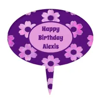 Pretty Purple Flower Pattern Cake Topper