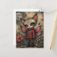 Adorable Fantasy Cat Fairy Postcard
