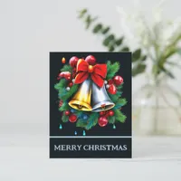 Bow And Bells Wreath - Christmas Card