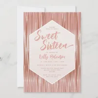 Modern Rose Gold Girly Script Sweet Sixteen Invitation