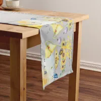 Cute Watercolor Cottagecore Yellow on grey | Medium Table Runner