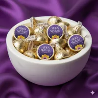 Elegant Golden Daisy with Purple Glitter Wedding Hershey®'s Kisses®