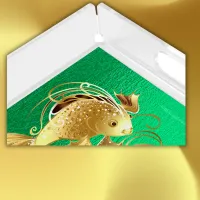 Gold goldfish on green foil monogram | acrylic tray