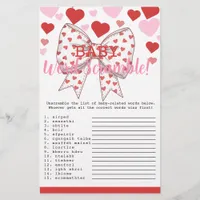 Sweetheart Baby Word Scramble  baby game card  Flyer