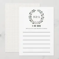 Rustic Monogram I Do BBQ Couples Shower Advice Card
