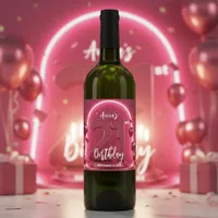 Stylish Chic Vibrant Pink Neon Arch 21st Birthday Wine Label