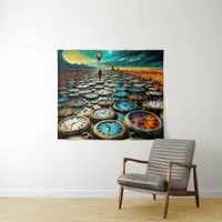 As Time Walks By AI Art Tapestry