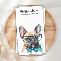 Dog Groomer Funny Cute Puppy French Bulldog Business Card