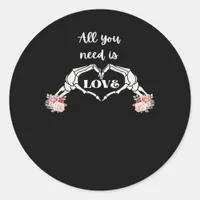 Gothic Valentines Classic - Skeleton Hands Heart  Classic Round Sticker
