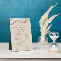 Elegant Gold Glitter Marble Agate Price Menu Plaque