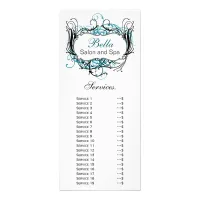 chic aqua, black and white Services rack card