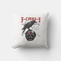 F-Caw-F Funny Halloween Crow Raven Gothic Humor Throw Pillow