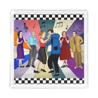 1950's Retro Nostalgic Couple Dancing  Acrylic Tray