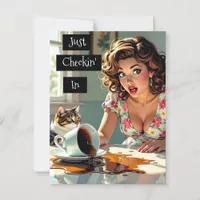 Just Checking' In | Funny Spilt Coffee  Postcard