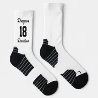 Sports Team Number Name White Script Baseball Socks