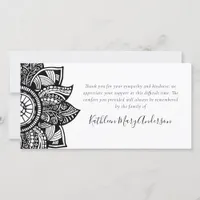 Mandala Sunflower Funeral Thank You Card