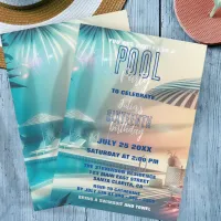 Dreamy Summer Fun Pool Party Birthday Celebration Invitation