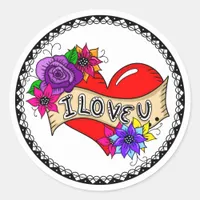I Love You | Street Art Graffiti Urban Heart   Classic Round Sticker