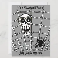 Spider in Web with Skull  Invitation