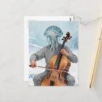 Silly Spotted Jellyfish Making Music Postcard