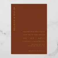 Elegant Terracotta Gold Wedding Foil Invitation