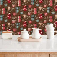 Retro Coffee Pot and Mugs Wallpaper