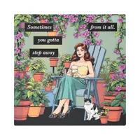 Relaxing with Coffee, Cats and Plants Metal Print