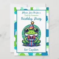 Cute Frog Themed Boy's Birthday Party Invitation