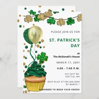 Elegant Green Gold Shamrock St Patricks Day Invitation