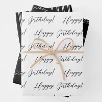 Black and White Classy Birthday  Wrapping Paper Sheets