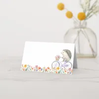Hedgehog Bicycle Spring Floral Tent Card – Blank 
