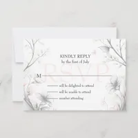 Whimsical Delicate Blush Floral Branch  RSVP Card