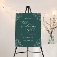 Elegant Emerald Green Wedding Welcome Sign Vintage