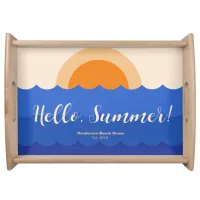 Ocean sunset minimalist scene  serving tray