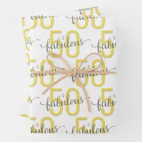 50 and Fabulous 50th Birthday Gold Gray Wrapping Wrapping Paper Sheets