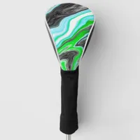 Lime Green and Blue Marble like Swirls  Golf Head Cover