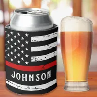 Firefighter Flag Personalized Thin Red Line Can Cooler