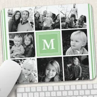 Mint Monogram Family Photo Collage Mouse Pad