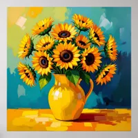 Yellow Sunflowers  in a Yellow Vase Poster