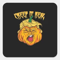 Crazy Halloween Pumpkin Trumpkin Costume Square Sticker