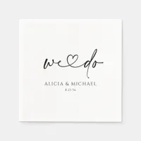 Modern Simple Handwriting Heart Wedding Napkins