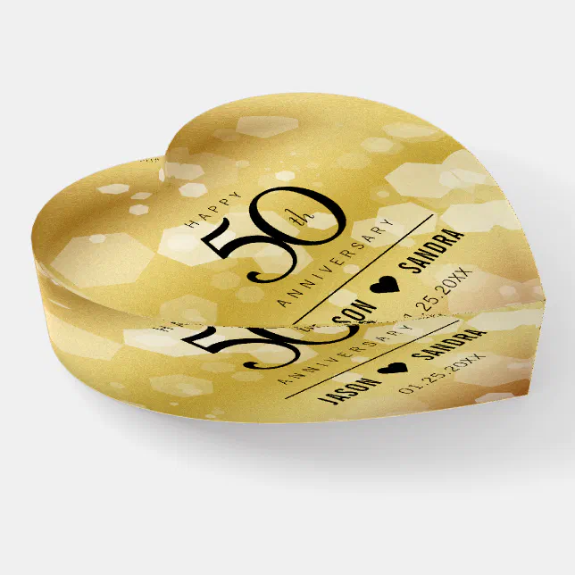 Elegant 50th Golden Wedding Anniversary Paperweight