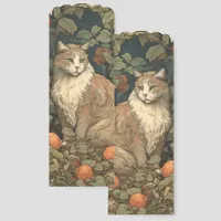 Art Nouveau Style White and Brown Cat Two-sided  Bookmarks