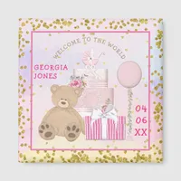 Welcome to the World Baby Girl Name Date Of Birth Magnet