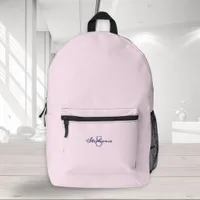 Chic Pastel Pink Trendy Minimal Monogrammed Printed Backpack